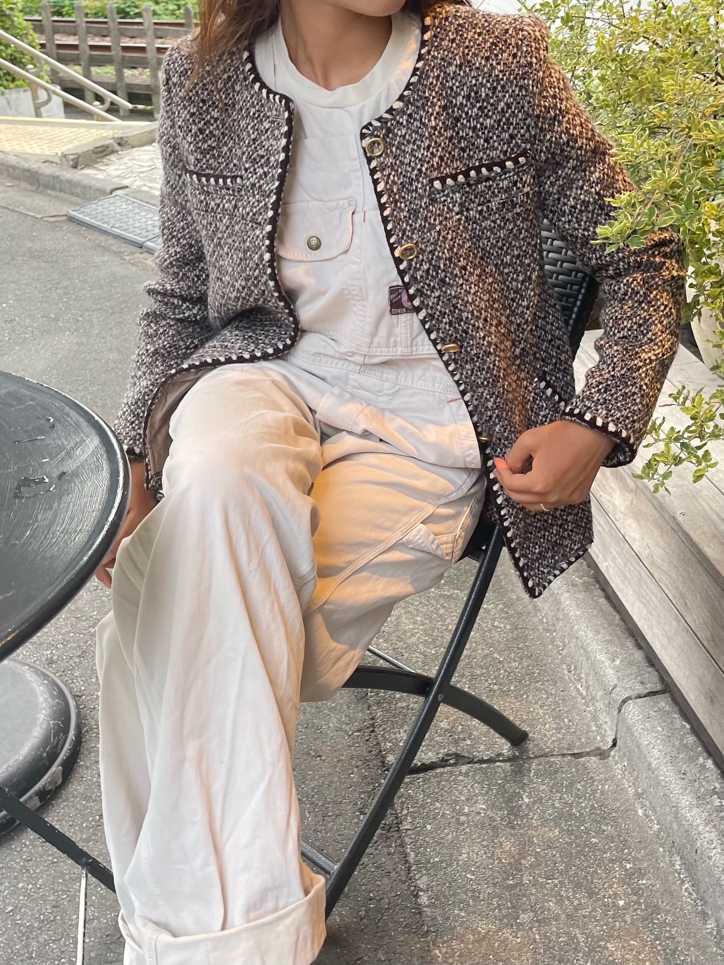 CHANEL 01A Runway Open-Front Wool Jacket