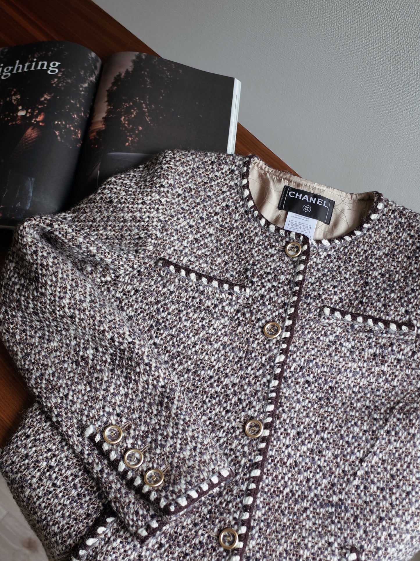 CHANEL 01A Runway Open-Front Wool Jacket