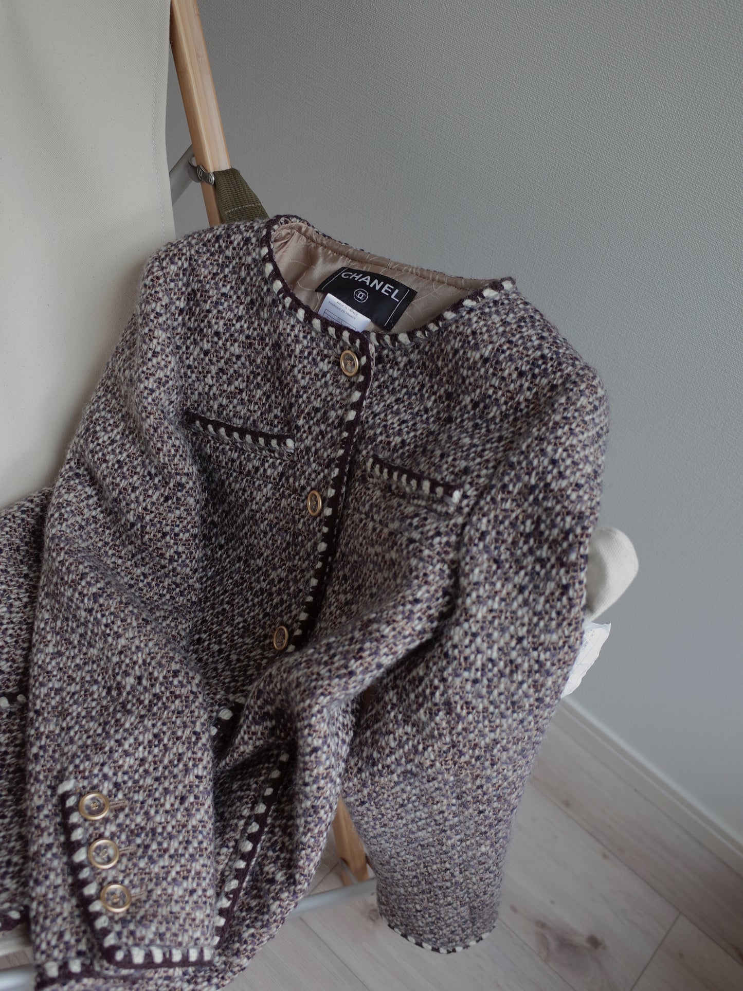 CHANEL 01A Runway Open-Front Wool Jacket